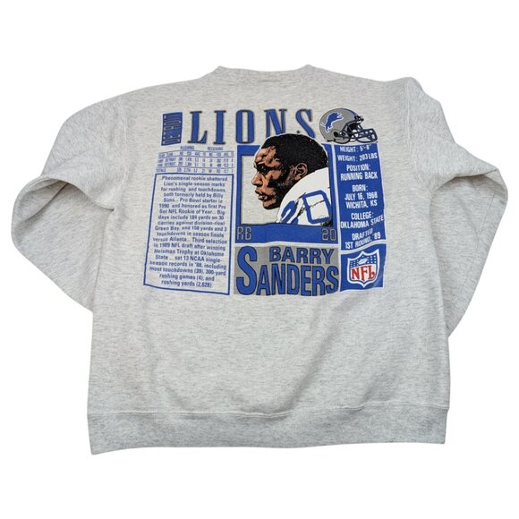 Vintage 90s Barry Sanders‎ Nutmeg Mills Detroit Lions NFL Crewneck Sweatshirt - Picture 6 of 9
